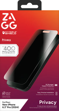ZAGG InvisibleShield Glass Elite Privacy Screen Protector for iPhone 16 Pro