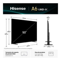 Hisense 50-inch 4K UHD Smart LED TV Wi-Fi Bluetooth DVB-T2 Black