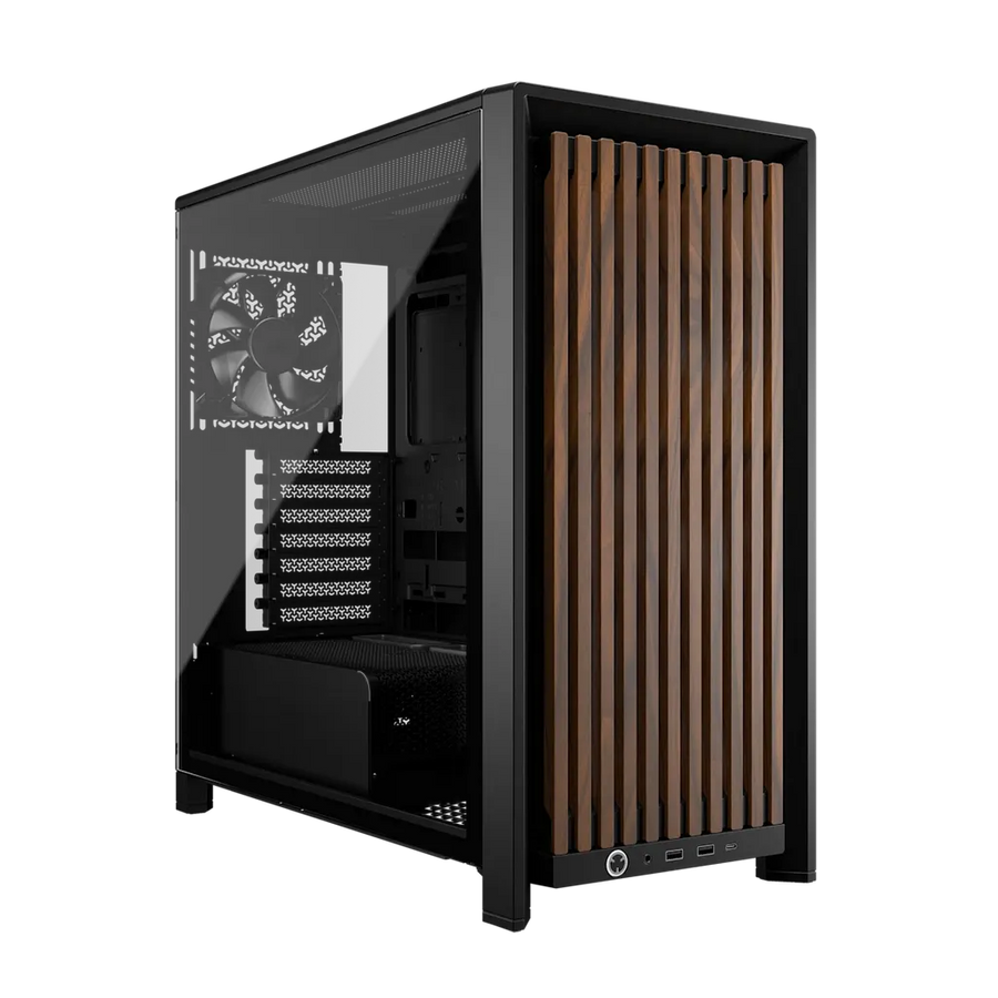Corsair Frame 4000D RS Wood Modular Mid-Tower PC Case Black Walnut Wood Front Panel 4 RS120 Fans Dual 360mm Radiator