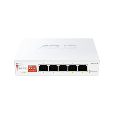 ASUS QG-U1050 5-Port 2.5G Unmanaged Network Switch Plug and Play EEE Port Isolation Static Trunk White