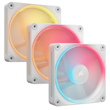 Corsair iCUE LINK LX120-R RGB 120mm PWM Reverse Fans Starter Kit 3-Pack with System Hub (White)