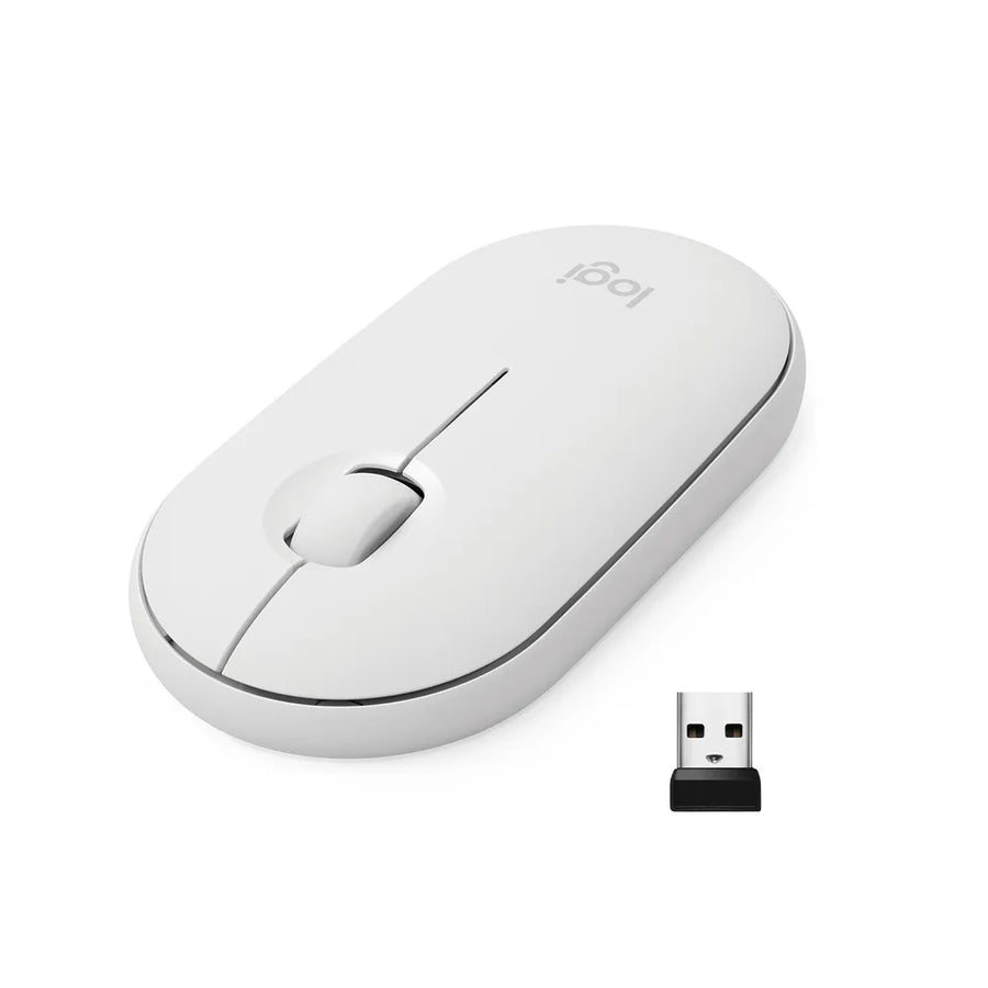 Logitech Pebble M350 Silent Wireless Mouse 1000 DPI Bluetooth USB Nano Receiver White
