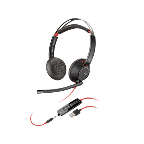 Poly Blackwire 3320 Stereo Microsoft Teams Certified USB-C Headset +USB-C/A Adapter