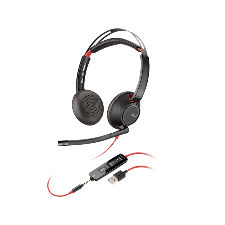 Poly Blackwire 3320 Stereo Microsoft Teams Certified USB-C Headset +USB-C/A Adapter