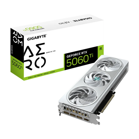 Gigabyte GeForce RTX 5060 Ti Aero OC 16GB GDDR7 128-bit PCIe 5.0 2647MHz White Graphics Card