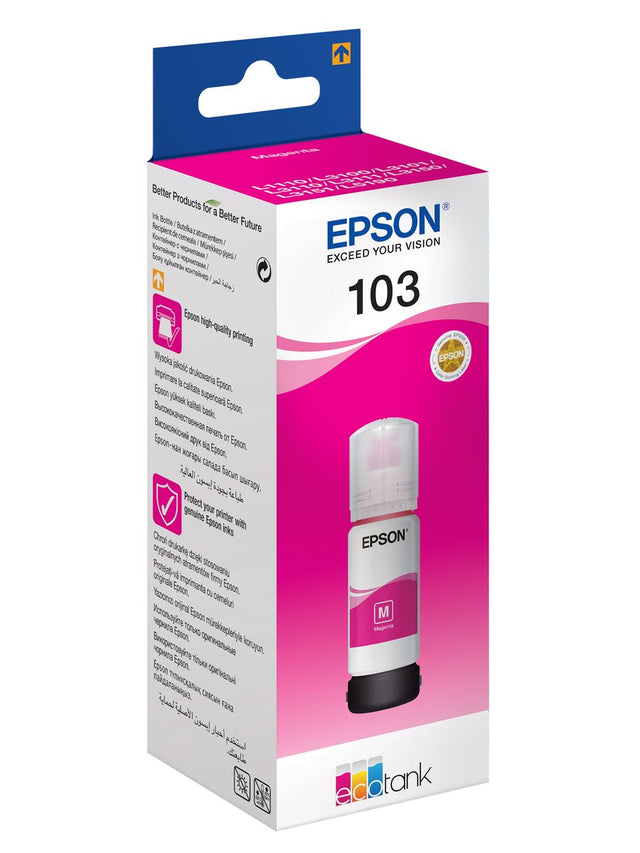 Epson 103 Ink Bottles Magenta 65ml EcoTank L1110 / L1250 / L3110 / L3150 / L3210 / L3211 / L3250 / L3252 / L3550 / L3560 / L5190 7500 pages