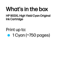 HP 903XL High Yield Cyan Original Ink Cartridge ~750 pgs