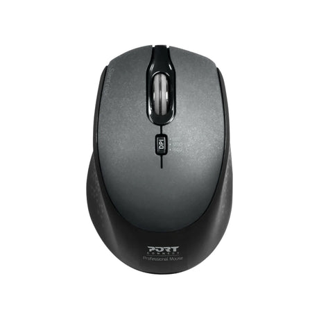 Port Sedona Silent Wireless Mouse 2.4GHz 1600 DPI Ambidextrous USB-A USB-C 20m Range Black