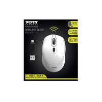 Port Sedona Silent Wireless Mouse 2.4GHz 1600 DPI Ambidextrous USB-A USB-C 20m Range Black