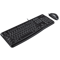 Logitech MK120 Corded Full-Size USB Keyboard and Mouse Combo Spill-Resistant