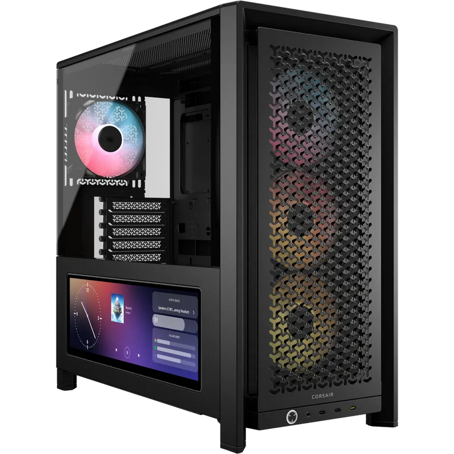Corsair Frame 4000D LCD RS ARGB Premium Mid-Tower PC Case Black 14.5-inch LCD 4x RS120 ARGB Fans Dual 360mm Radiator