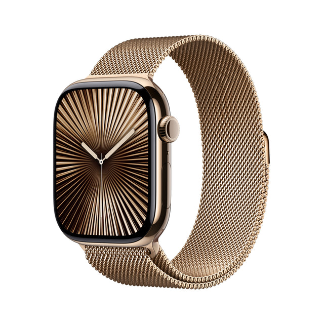 Apple Watch Series 10 | GPS + Cellular 46mm | Gold Titanium Case With Gold Milanese Loop | S/M