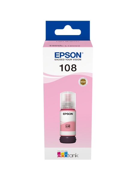 Epson 108 Ecotank Light Magenta Ink Bottle 70ml, 2100 Photos