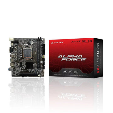 Arktek Intel H110 Chipset, Socket LGA1151, Dual Channel DDR4, Integrated Intel Graphics, 2 x DDR4 Slots, Realtek 10/100 LAN, Realtek Audio, 4 x SATA Ports, 2 x USB 2.0, 1 x USB 3.0, 1 x PCI Express x16 slot, Micro-ATX