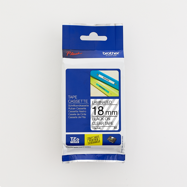 Brother 18MM Black on Clear Laminated tape