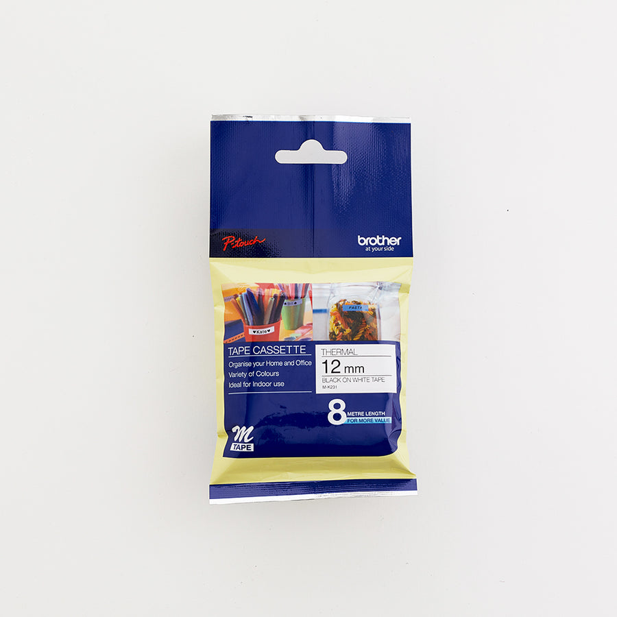 Non Laminated Tape 8M X 12MM Black On White
