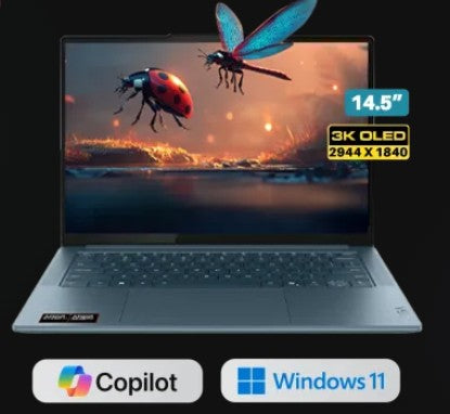 Lenovo Yoga Pro7 / 14ASP10 / 14.5" 3K 2944x1840 / OLED / Teal / AMD Ryzen_AI_9_365 / 32GB Soldered LPDDR5X-8000 / 1TB SSD M.2 2242 PCIe 4.0x4 NVMe / Backlit K/B / Win11 Home / 2YR On-Site