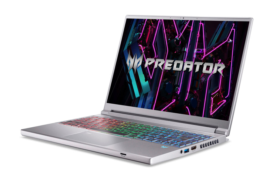 Acer Predator Triton 14 - 14" WUXGA IPS 165Hz DCi-P3 100% Intel Core i7-13700H 16GB OB LPDDR5 Memory 1024GB PCIe NVMe SSD NVIDIA GeForce RTX 4050 6G-GDDR6 VRAM WiFI 6E + BT FHD USB Camera Finger Print Reader Back Light Keyboard Windows 11 Home Silver 3YRO
