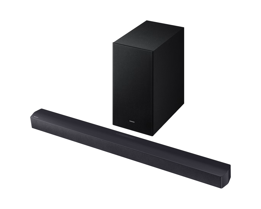 SAMSUNG WIRELESS SOUNDBAR  2.1CH  300W  DOLBY AUDIO  DTS VIRTUAL:X  HDMI ARC  BLUETOOTH TV CONNECTION  ADAPTIVE SOUND  GAME MODE  NIGHT MODE  VOICE ENHANCE  WIRELESS SUBWOOFER  WIRELESS SURROUND SOUND COMPATIBLE