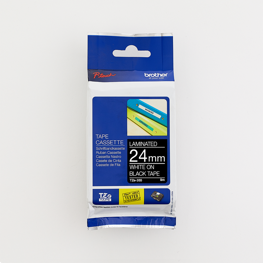 Brother 24MM White on Black Laminated tape