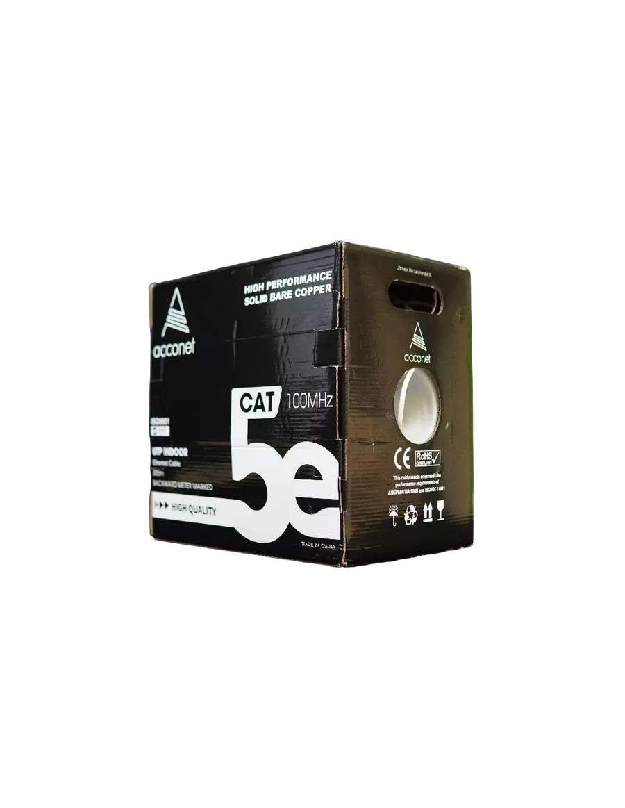 Acconet CAT5e Indoor Ethernet Cable 305m White Solid Copper UTP Pull Box | CAT5-305-SC