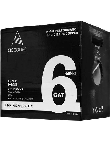 Acconet CAT6 Indoor Ethernet Cable 100m White Solid Copper UTP Pull Box | CAT6-100-SC