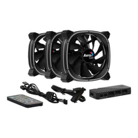 Aerocool Astro 12 Pro 120mm ARGB Fan 3-Pack with H66F RGB Control Hub and Remote