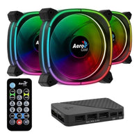 Aerocool Astro 12 Pro 120mm ARGB Fan 3-Pack with H66F RGB Control Hub and Remote