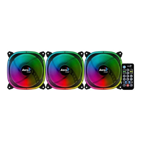 Aerocool Astro 12 Pro 120mm ARGB Fan 3-Pack with H66F RGB Control Hub and Remote