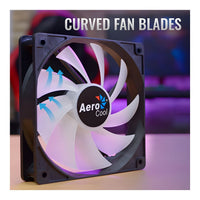 AeroCool Frost 12 120mm Fixed RGB Case Fan Molex 3-Pin Connector 8 LED Curved Blades 1000 RPM