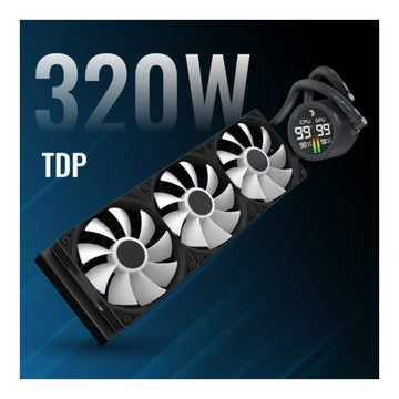 AeroCool Abyss L360R Digi 360mm ARGB AIO CPU Liquid Cooler Black LCD Display LGA1851 AM5 AM4