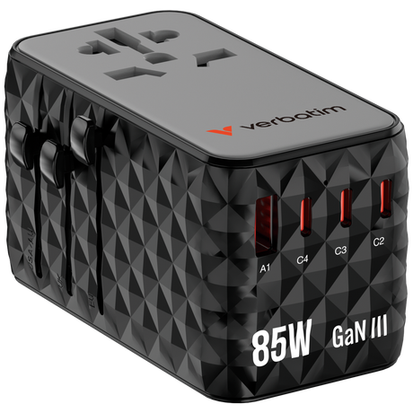 VERBATIM Charge ´n´ Travel Adapter Diamond 85W Retractable Cable CNT-02