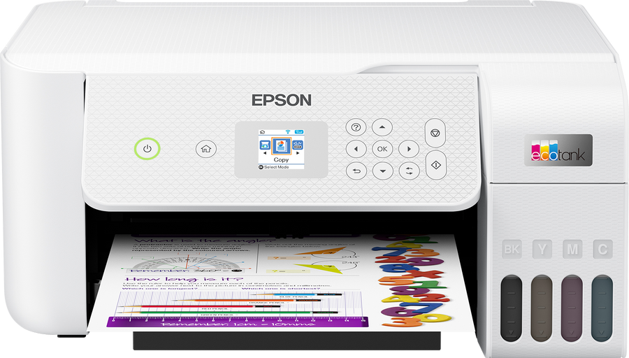 Epson Ecotank L3266, A4 Colour 3-1,USB, WiFi, Wi-Fi Direct ,White Printer with LCD Screen