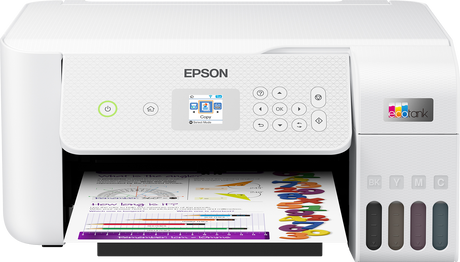 Epson Ecotank L3266, A4 Colour 3-1,USB, WiFi, Wi-Fi Direct ,White Printer with LCD Screen