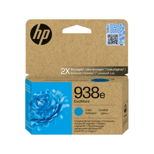 HP 938e EvoMore Cyan Original Ink Cartridge ~1,650 pages