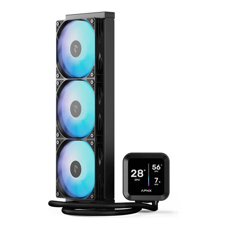 AeroCool APNX LC1-D 360mm ARGB AIO Liquid CPU Cooler Black 3.95-inch IPS LCD Display 320W TDP Copper Block LGA1851 AM5