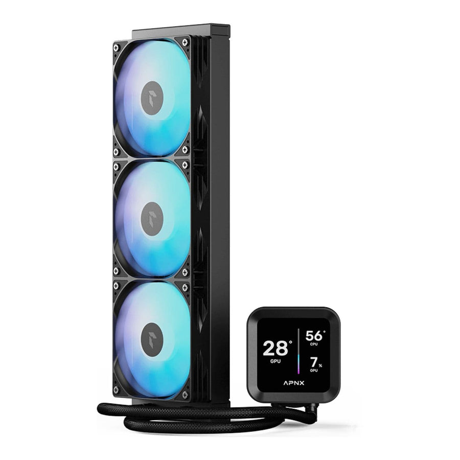 AeroCool APNX LC1-D 360mm ARGB AIO Liquid CPU Cooler Black 3.95-inch IPS LCD Display 320W TDP Copper Block LGA1851 AM5