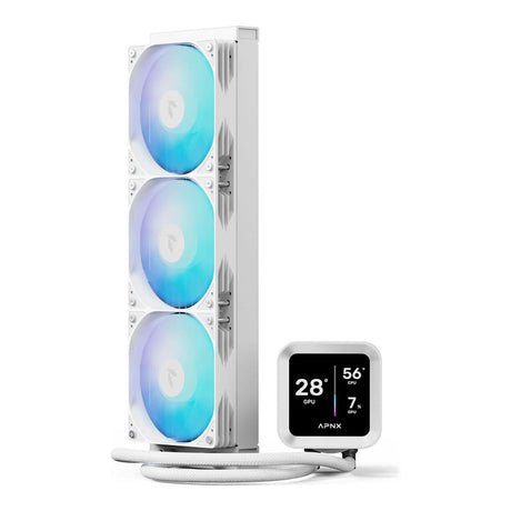 AeroCool APNX LC1-D 360mm ARGB AIO Liquid CPU Cooler White 3.95-inch IPS LCD Display 320W TDP Copper Block LGA1851 AM5