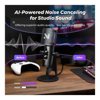 NearStream AM35U USB-C Cardioid Condenser Microphone AI Noise Canceling 24-Bit RGB 3.5mm Monitor