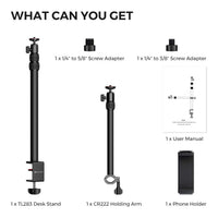 NearStream ST40 Dual-Arm Camera Desk Mount C-Clamp 360° Ball Head 40-inch Reach Aluminum