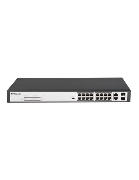 BDCOM 16-Port 10/100 POE switch, 16 POE ports, 2 x 1000Mbps Combo ports