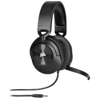 Corsair HS55 Stereo Wired Gaming Headset 50mm Drivers Omnidirectional Mic 3.5mm (Carbon)