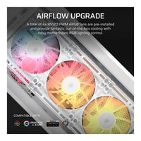Corsair Frame 4000D LCD RS ARGB Mid-Tower PC Case White 14.5-inch LCD Touchscreen 4 RS120 Fans Dual 360mm Radiator