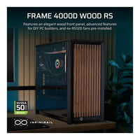 Corsair Frame 4000D RS Wood Modular Mid-Tower PC Case Black Walnut Wood Front Panel 4 RS120 Fans Dual 360mm Radiator