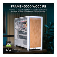 Corsair Frame 4000D RS Wood Modular Mid-Tower PC Case Oak Natural Wood Front Panel 4 RS120 Fans Dual 360mm Radiator