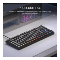 Corsair K55 Core TKL RGB Gaming Keyboard Tenkeyless Membrane 1000Hz Spill Resistant NA Layout
