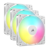 Corsair RS120 ARGB 120mm PWM Case Fan 3-Pack 420-2100 RPM 72.8 CFM (White)