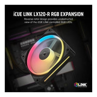 Corsair iCUE LINK LX120-R RGB 120mm Reverse Fan 480-2400 RPM Magnetic Dome Bearing (Black)