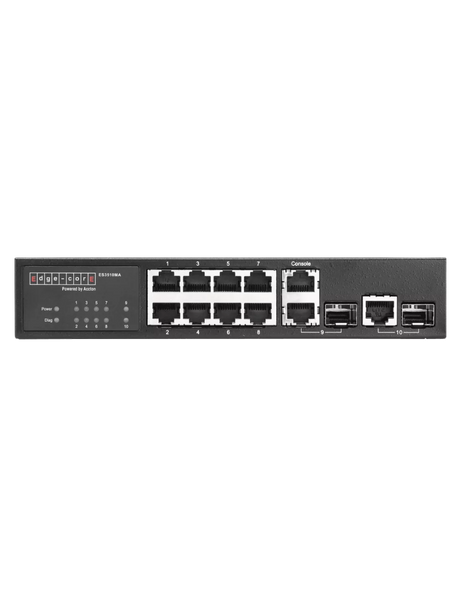 ES3510MA Fast Ethernet Layer 2/4 switch featuring 10 ports; 8 10/100