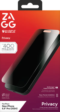 ZAGG InvisibleShield Glass Elite Privacy Screen Protector for iPhone 16 Pro Max